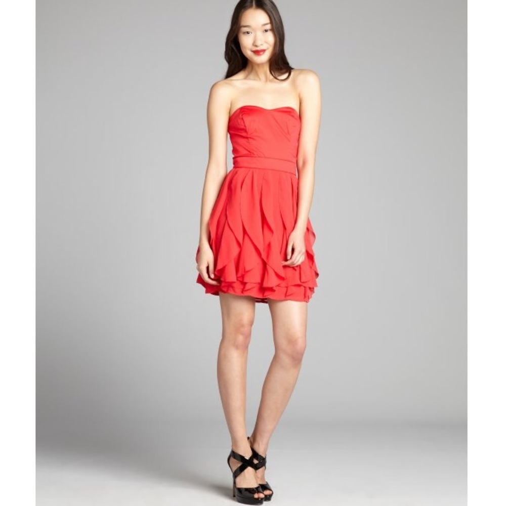 French Connection Red Ruffled Cocktail dress